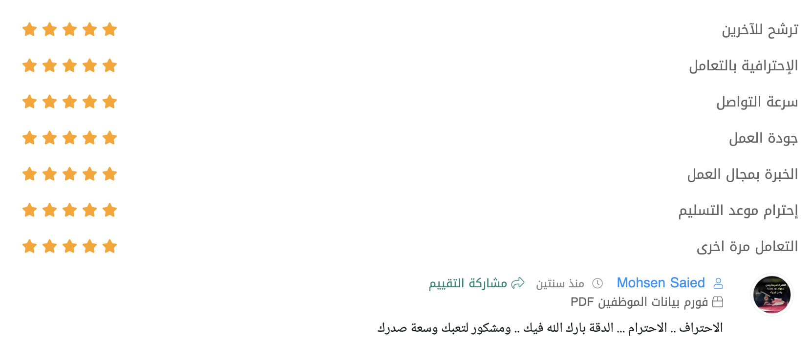 رأي عميل آخر من Upwork